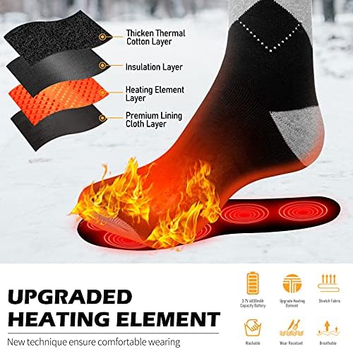 Čarape s grijanom baterije SANFRINK za Muškarce i Žene, Ažurirane Punjive Periva Električni Čarape za Lov, skijanje
