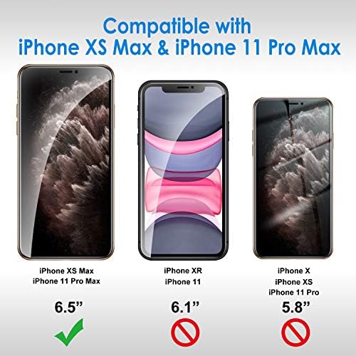 JETech Zaštitna folija za ekran Privatnosti za iPhone 11 Pro Max i iPhone Xs Max 6,5 Inča, Anti-Spyware Film od Kaljenog Stakla, 2 pakiranja