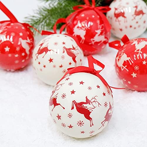 Veliki Božićni Balon Dekoracije Mini Shatterproof Božićne Dekoracije Set Loptu s Uzicu Bijela/Crvena Božićno