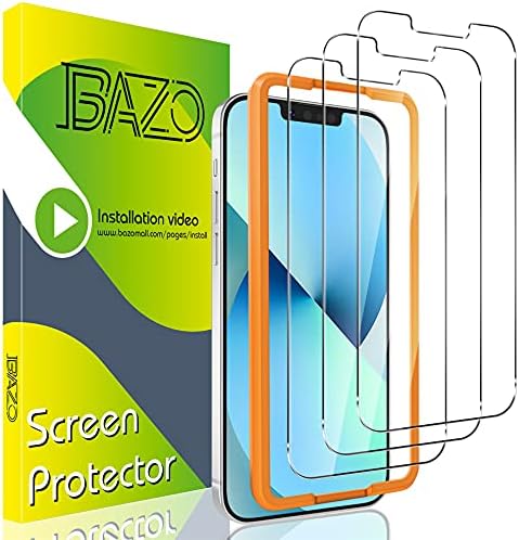 BAZO [3 pakiranje] Kompatibilnost za iPhone 13 Mini 5,4-inčni zaslon zaštitnik, Film od kaljenog stakla s jednostavnim montažnim okvirom [Zaštita od ogrebotina] [Bez mjehurića] [HD Transparentno] 9 Sati