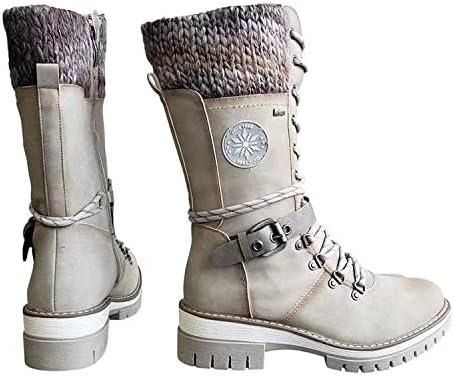 Kaubojske čizme za žene,Klasicni Zimske zimske Čizme Vodootporne cipele i Čizme do sredine kavijara Toplinske