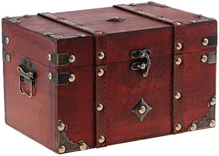 Drveni kovčeg s blagom za nakit, Drveni Kovčeg s Gusar blago, Ukrasni Srednjovjekovni Kovčeg - 8,66x5,91x5,31