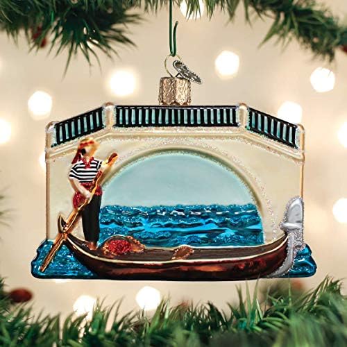 Stari Svjetlo Božićno Gondola sa Staklenim Ukrasima za Božićno Drvce