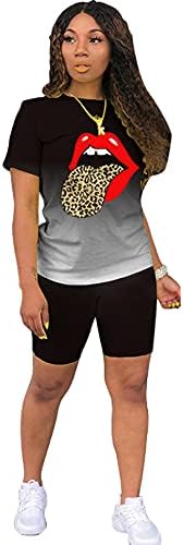 Mrsyves Casual Odjeća od 2 kom. Kratke Setove za žene Kravata Boje Sportski Sportski Odijelo Plus Size t-Shirt