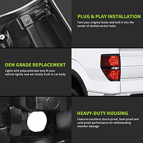 Stražnja svjetla AUTOSAVER88 Kompatibilnost s 2009-2014 Ford F150, F-150 u stilu Kurva Stražnji sklop svjetla