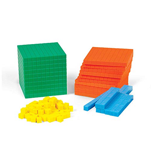 hand2mind Diferencira Plastični Osnovni Skup od Deset Blokova, Blokova vrijednosti, Kocke za brojanje za djecu iz matematike, Osnovne 10 Matematičkih Manipulatora za djecu, Oprema za dom nastave u vrtiću (Set od 121)