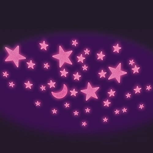 Originalni skup Glowstars Pink Glitter Mjesec i Zvijezde Svijetle u mraku, Namijenjen za djecu u dobi od 3 i više godina, Višebojne, SAD:jedna veličina