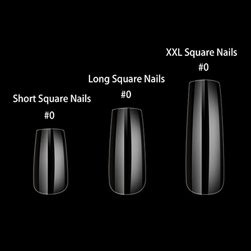 Wellquinn XXL Trg vrhovima noktiju 360 kom. Potpuna pokrivenost Kliknite na Kvadrat nokti Transparentni izdužena