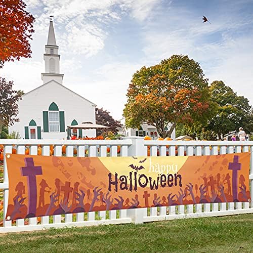 Sretan Halloween Ukrasima Banner Veliki 120 x 20 U Dvorištu Znakovi Za Stranke Pozadina Smiješno Plakat Dekor