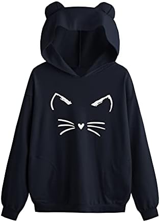 Romwe Ženska majica sa po cijeloj površini mačka sa dugim rukavima, besplatne dnevne hoodies, pulover, košulja,