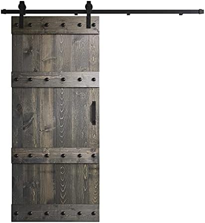36 cm x 84 inča. Klizna vrata staje od сучковатой bora Serije Castle sa kompletnom opremom (Ugljik-Siva)