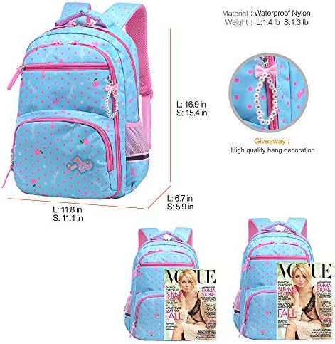 Vodootporan ruksak za djevojčice za osnovnu osnovne škole, Velike dječje torba za knjige, Torba za prijenosna