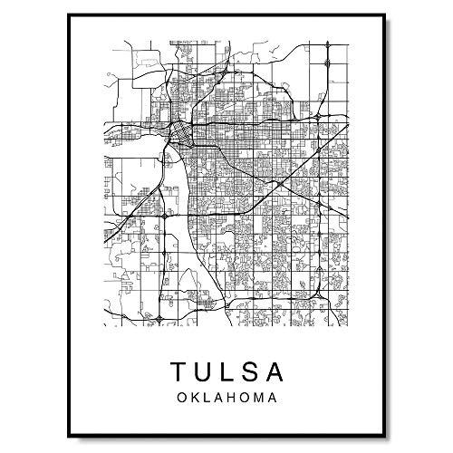 Karta Талсы Zidna Slika Plakat Oklahoma, SAD-plan grada Ulica 8x10 Crno-Bijela
