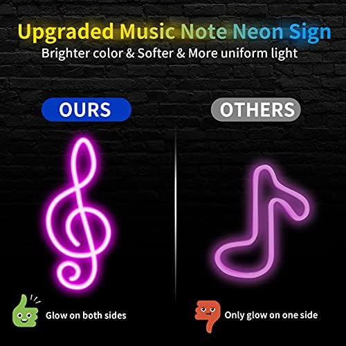 Neonski natpisi za spavaće sobe: JTLMEEN Glazbena nota Neonske svjetiljke za zidove - USB ili Led neonski znak