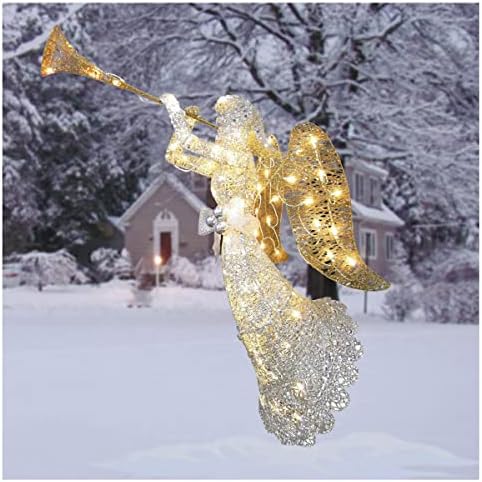 DXDUS Izvana Božićni Ukras za Anđele za dvorišta, Lit Anđeo s Cijevi Vanjska Dekoracija Božićne Dvorišta, LED