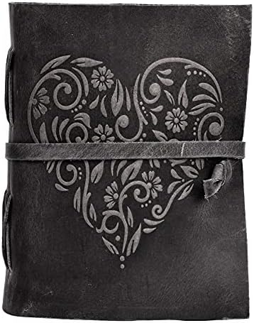 Kožni časopis za žene - Časopis koža opkoljen sa alatom u obliku srca - Časopis za e-poštu - od leather Village (Odbor siva, (A4) 11,5 cm X 8,25 cm)