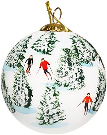Art - Studio Kompanije Ručno Oslikane Staklene Božićne Dekoracije-skijanje Na Полянах Vermonta