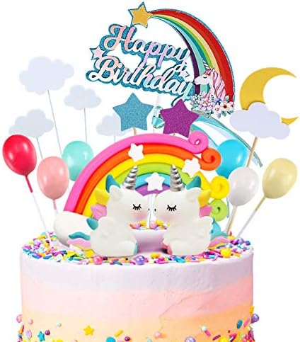 MOVINPE 21 kom. Komplet za Torte sa Единорогом Oblačno Rainbow Balon Sa Happy Birthday Banner Za Ukrašavanje