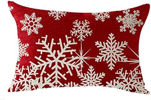 FELENIW Sretan zimske pahuljice od Božića, Pamuk, Platno Ukrasne jastučnice Torbica za jastuk 12x20 cm