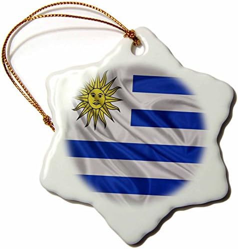 3dRose ORN_31603_1 Zastava Urugvaj-Ukras u obliku pahuljica, Porculan, 3 Inča