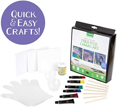 Set za crtanje Crayola Siganture Paint-Pour Canvas Art, Mini-platno za crtanje pod mramor, 29 komada (Pakiranje