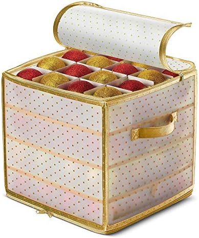 Kutija za pohranu božićnih ukrasa RYGHEWE,s odvojivim poklopcem 12 x12 cm, Kutije za spremanje božićna kuglica od Оксфордской tkanine, 4-слойный kontejner za skladištenje, u kojoj je pohranjena do 64 standardne svečane božićne ukrase. Dekor