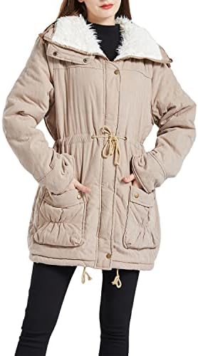 MEWOW Ženska zimska jakna Srednje duljine s debelog Tople obloge od umjetne vune janje, kaput
