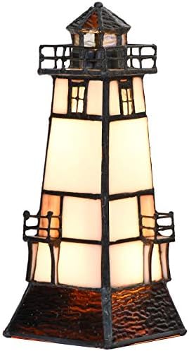 Bieye L10727 lampe s витражным stakla u Stilu Svjetionik Tiffany, noćno svjetlo sa vidikovcu opremom, 2 lampe, Visina 8,5 cm
