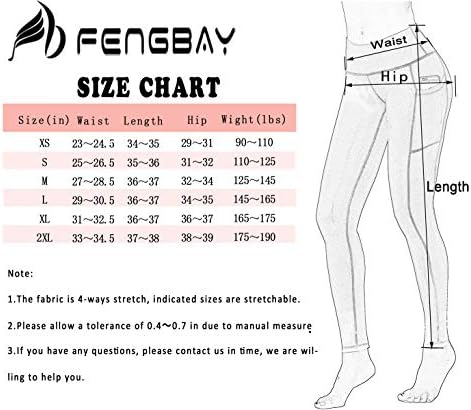 Fengbay 2 Kom Hlače za joge s visokim strukom Džep Hlače za yoga Vježba za kontrolu trbuh, Trčanje, 4-полосные