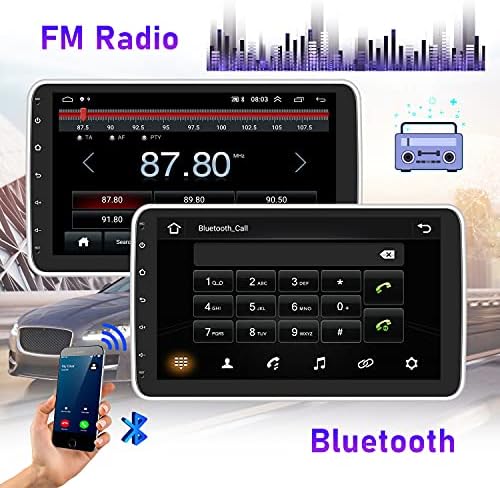 UNITOPSCI Auto Stereo za Android s 10-inčnim Uvući HD zaslon osjetljiv na Dodir Jedan Zvuk Crtica GPS Navigacija