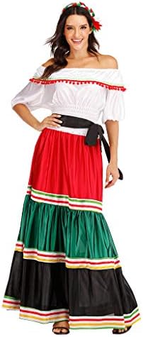 ReneeCho donje meksički haljina Kostim za Noć vještica za odrasle tradicionalni bluza Сеньориты Dance suknja
