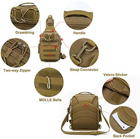 BraveHawk NA OTVORENOM Namjenu torba-sling, 800D Vojni Najlon Oxford Taktički EDC Ruksak preko Ramena preko
