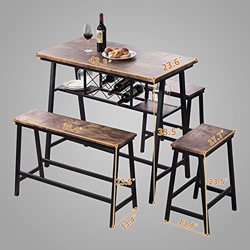 Namještaj O&K, stol Visine 4 Ploče, Bar stol s Jedne klupe i dva табуретками, Industrijski Stol s Vinske otpornog
