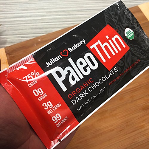 Pločice tamne čokolade Julian Bakery Paleo Thin® s Keto (Ekološka proizvodnja, Ministarstvo poljoprivrede SAD)