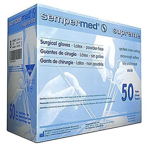 Lateks rukavica Sempermed SPFP650 Supreme, Bez praha, Kirurški, Veličina 6,5 (Pakiranje od 50 komada)