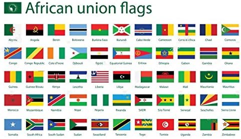 Skup Svjetskih zastave od poliestera Afričke Unije 3 x 5 cm-56 Zastave od poliestera 3 x 5 cm, jedan Po Jedan