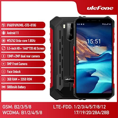 Разблокированный izdržljivi pametni telefon, Ulefone Armor X9 Android 11, 32 GB ROM-a + 3 GB RAM-a, Восьмиядерный