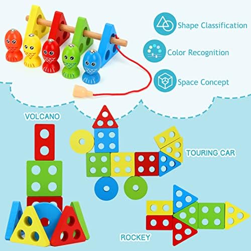 Sorter drvenih figura Slaganje Puzzle za djecu Igračka Montessori Boja Sortiranje Pre geometrijskih oblika Igračka