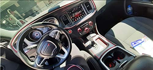 Poklopac prekidača klima uređaja od aluminijske Legure Prsten Ručke Gumbi CD Kompatibilan za 2015-2019 Dodge Challenger Punjač - Crvena