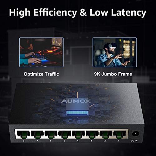 Aumox 8-Port Gigabit Unmanaged Ethernet Preklopnik, Razdjelnik Poslovni Ethernet Hub Kućnoj Mreži, radna površina