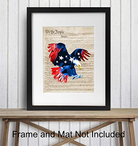 Domoljubni Američki Orao na Zidu Ustav SAD-a, Art print, Home dekor - Starinski plakat - Jedinstven ukras za