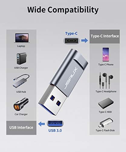 Adapter USB-C - USB 3.0(2 kom), adapter JSAUX Type-C za žene i muškarce USB-A, Konverter USB C 3.1 Generacije