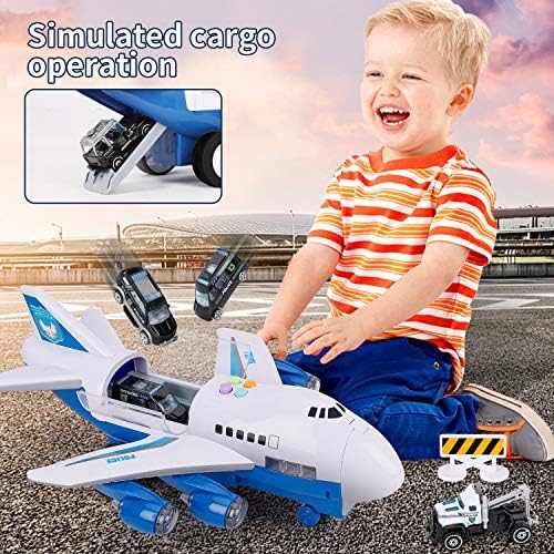 Skup teretni avioni Siairo Transport-Auto igračke za dječake s Velikim igra tepih, Zvučne strelice, Treptanje