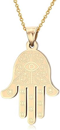 MEALGUET Egipatski Očiju Sreće od Nehrđajućeg Čelika Fatima Hamsa Ručni Privjesak Ogrlica, 19 cm, 2 Boje