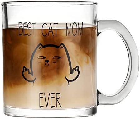 Waipfaru Najbolja Mama mačka ikada Staklena Kava Bubalo, Prozirne folije, Kava Mugs s ručkom, Zabavne Božićne