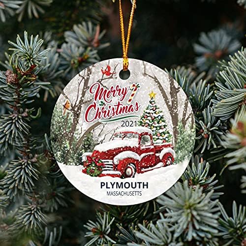 Božićni Božićnih Ukrasa Plymouth - Ukras Sa Imenom Grada I Države Plymouth U Massachusettsu, Massachusetts -