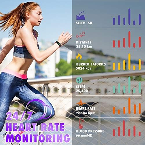 Kirlor Fitness tracker HR,Sat za praćenje aktivnosti s пульсометром,Monitor krvnog tlaka, Vodootporan IP68 ekran