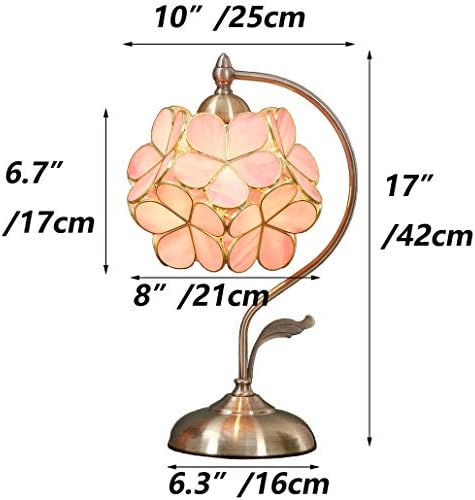Bieye L10732 lampe od vitraž u stilu Tiffany stilu, Trešnja Boje s nijansu iz latica, Винтажное Латунное baza, 8W x 17(Pink)