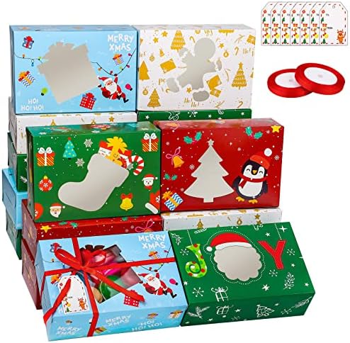 Ruisita 15 Komada Božićne kutije za cupcakes Kutije za kekse s pulta Poklon kutije za pečenje 10 x 6,3 x 3 inča