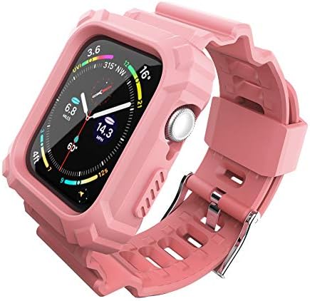 FITO Kompatibilan s remenčićima Apple Watch serija 38 mm 40 mm s kućištem, Izdržljiv na udarce kućište sa sportskim remenčićima od TPU primjenjivim na iWatch serije 7/6/5/4/3/2/1/SE - Narančasta